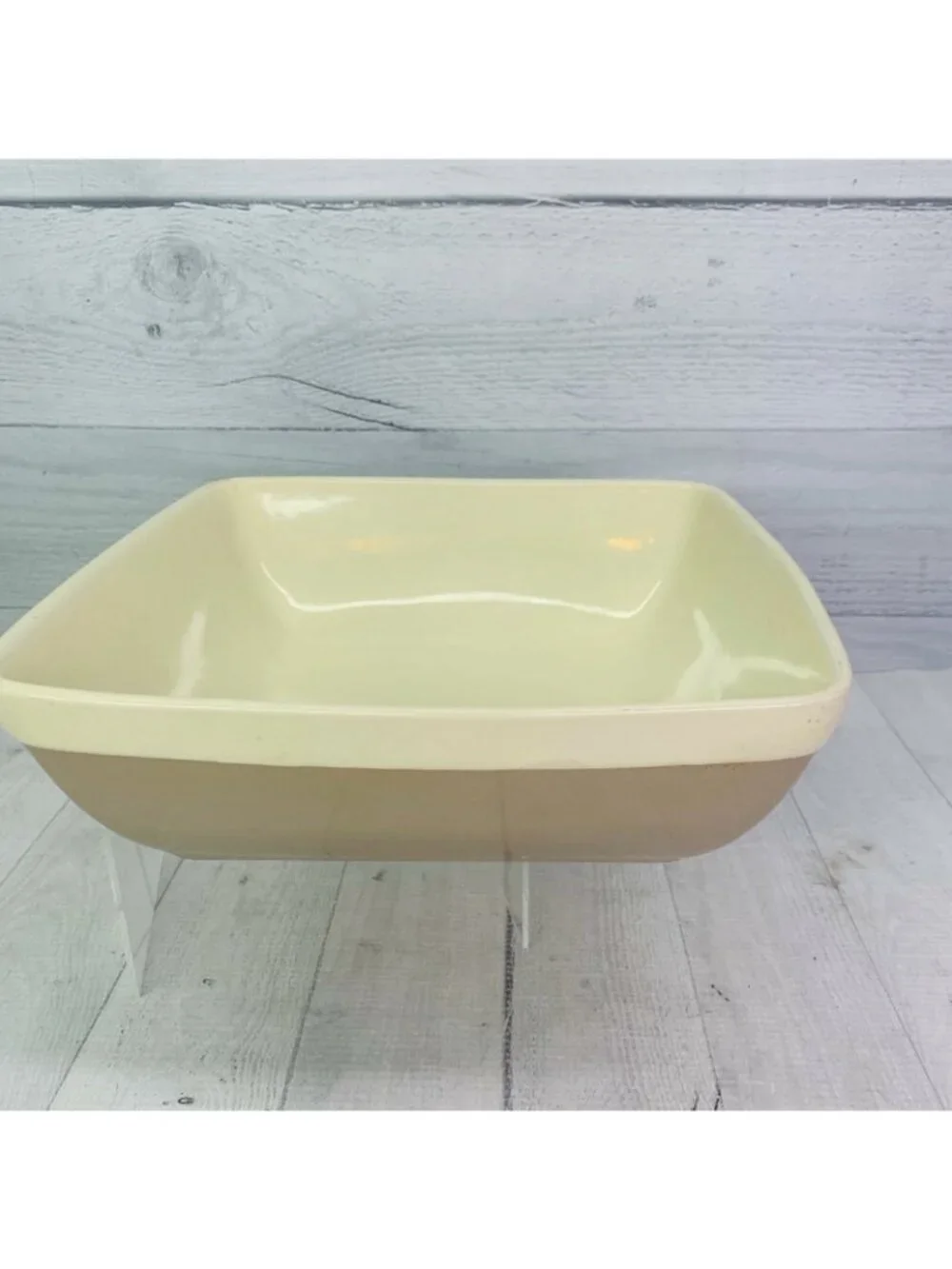 Natural Elements Beige Taupe 3 Qt Square Stoneware Lasagna Casserole Dish Pan